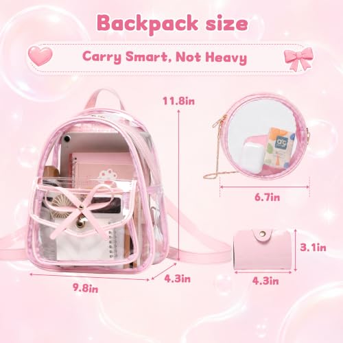 Image of I IHAYNER Girls Bowknot 3-Pieces Fahsion Leather Backpack Backpack Purse for Women Rucksack for Ladies Shoulder Bag