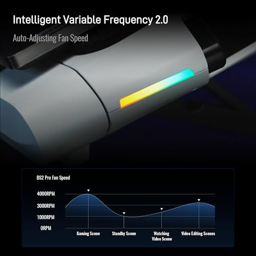 Image of Flydigi BS2 Pro Laptop Cooling Pad RGB for 15.6-21 Inch, Wind-Pressure Closed-Loop Turbo-Fan with MAX 4000RPM, Triple Noise Reduction, Intelligent Temperature Control,4 Height Stands
