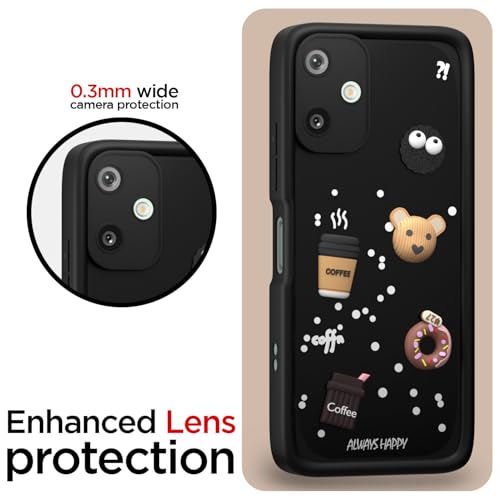 Image of Pikkme Back Cover for Samsung Galaxy F06 5G / M06 5G | Cute Fun Cartoon 3D Bear Silicone Full Body Protection Bumper Cover (Black)