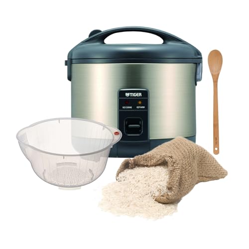 JNP-S10U - Arrocera blanca con capacidad de 5.5 tazas con espátula y taza medidora, con cuenco de lavado de arroz y cuchara de bambú (3 artículos)