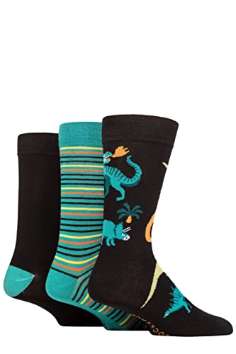 SockShop Lazy Panda Mens Socks - Fun & Novelty Patterned Soft Breathable Cooling Bamboo Material Gift Idea in a Multipack of 3 Dinosaur 7-11