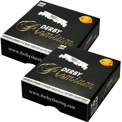 Derby Premium Single Edge Razor Blades Razor Blades Single Edge Ultra Sharp Chromium - Ceramic - Platinum - Tungsten and Polymer Coated Edges (2)