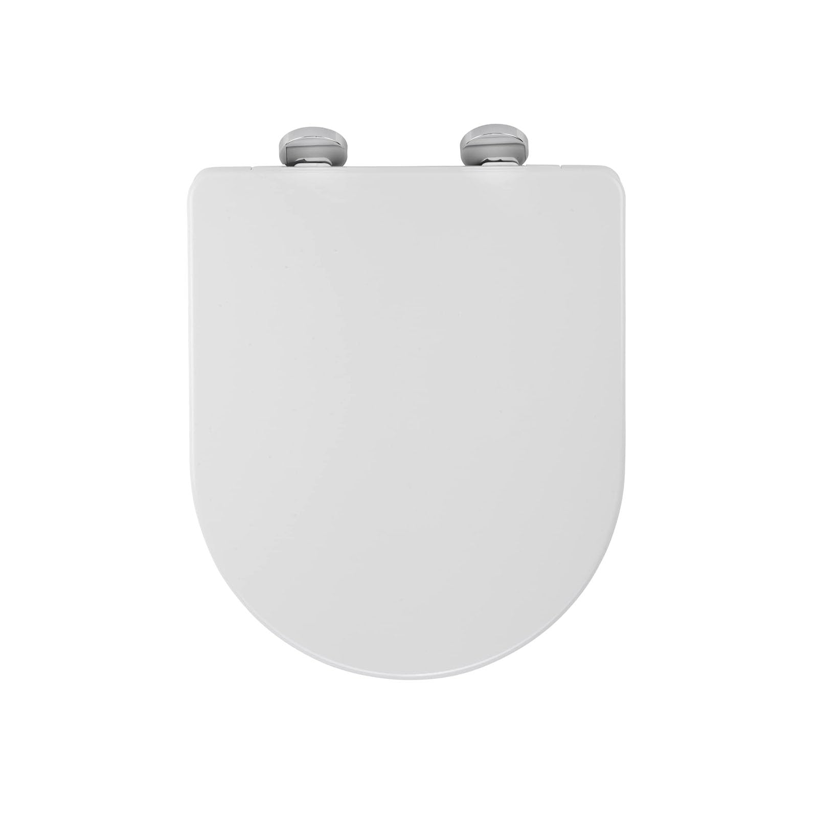 Soft Close D Shaped Toilet Seat, White Thick PP, Anti-Slip Quick Release, 33x42cm, Easy to Install & Clean, Fits Most D Shape Toilets