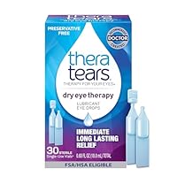 TheraTears Dry Eye Therapy Lubricating Eye Drops for Dry Eyes, Preservative Free eye drops, 30 Single-Use Vials