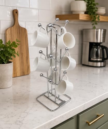 Image of Zepdos Stainless Steel 9 Plate Organiser for Kitchen with Cup Holder, Thali Rack, Dish Rack for Kitchen, Plate Stand with Lid Holder, Pack of 2