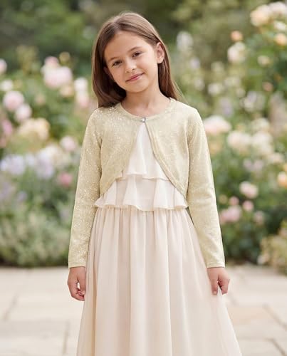 Image of BOLEROSE Girls Long Sleeve Sparkle Cardigan Childrens Kids Bolero Shrug