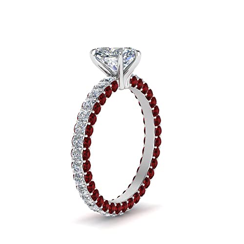 Image of 55Carat Choose Your Gemstone Eternity Ring Sterling Silver Heart Shape Side Stone Engagement Rings Affordable for your Girlfriend, Wife, Wedding Partner US Size 4 TO 12