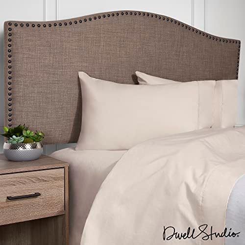 Dwell Studio 100% Cotton Percale Sheet Set - Deep Pocket, 4 Piece - 1 Flat, 1 Deep Pocket Fitted Sheet and 2 Pillowcases, Crisp Cool and Strong Bed Linen (King, Taupe)