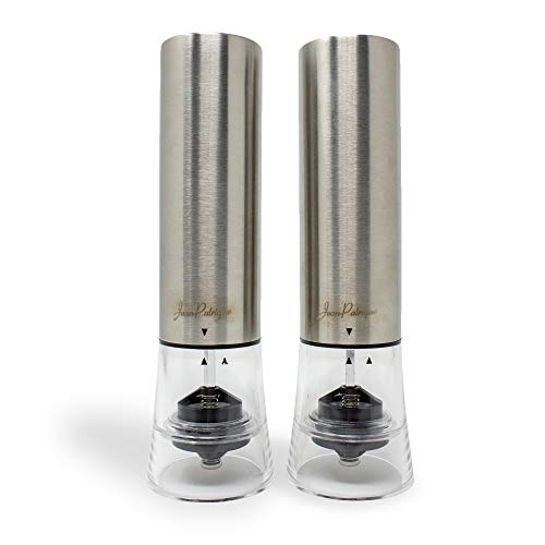 One-Touch Stainless Steel Electronic Salt and Pepper Mill Set | High-precision "one-touch" mechanism for better salt and pepper grinding | From Jean-Patrique