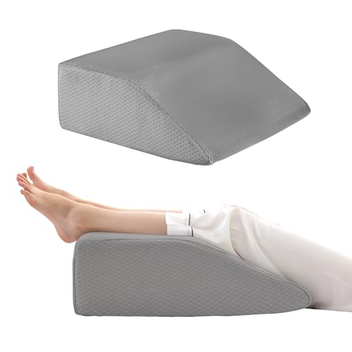 Image of Bedluxe Leg Pillow Elevation, Leg Wedge for Blood Circulation, Leg Elevating Pillow for After Surgery, Memory Foam Foot Knee Pillow for Sleeping 23.6x16.8x8 Inch Grey