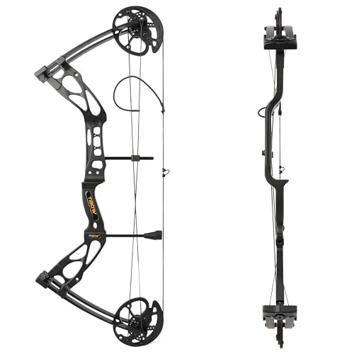Poearcus Set arco compound per caccia con tiro con l'arco, pacchetto arco da tiro 0-70 libbre per adulti o adolescenti, fino a IBO 325 fps, lunghezza di tiro 16,4“-30”, let-off: 80% (Solo arco nero)