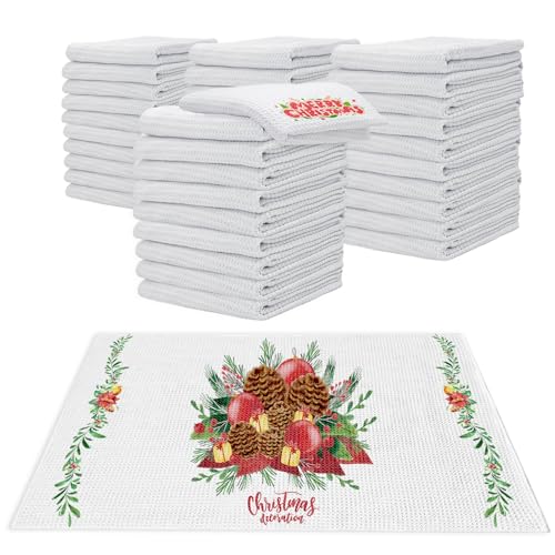 YOUKE OLA 40 Pack Sublimation White Towels Waffle Weave Kitchen Towels...
