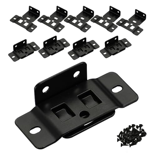 2-in-1 Locking Insert Brackets 10 Pack - L-Shaped 90° Angle Bed Frame Brackets & Rail Connectors| Heavy Duty Hardware for Wood Furniture/ Bed Replacement/ Cabinet/ Shelf/ Closet/ Wardrobe