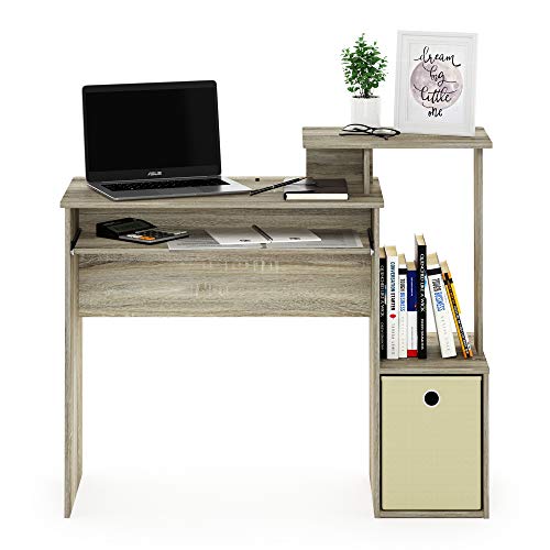 Image of Furinno Econ Multipurpose Home Office Computer Writing Desk, Sonoma Oak /Ivory