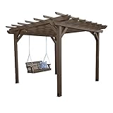 highwood AD-KITPGLA101002-ACE Bodhi 10’ x 10’ Pergola with 5’ Weatherly Porch Swing 2-Piece Set, Weathered Acorn