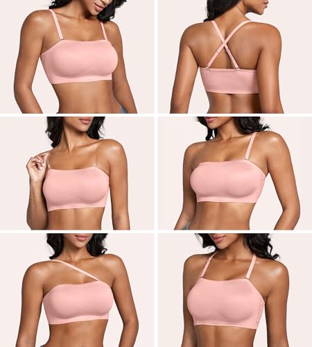 Image of DEANGELMON Strapless Bras for Women Non-Slip Silicone Bandeau Seamless Tube Top Bralette Comfy Non Padded Stretchy Stylish