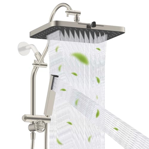 Hibbent Hibbent 5-Mode 13" Rain Shower head, 4-Mode Handheld Shower, Brushed Nickel Square 13" Brushed Nickel