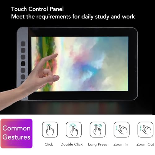 11.6 -calowy Tablet Graficzny z Ekranem, Tablet ART z 6 Klawiszami Skrótów, 8192 Poziomy Ciśnienia Pióra, 100 Procent SRGB, Bez Pióra w Stylu Akumulatora, na Komputerze Mac PC