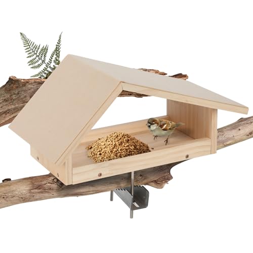 Mangeoire à oiseaux en bois extérieur avec un sticker imperméable durable