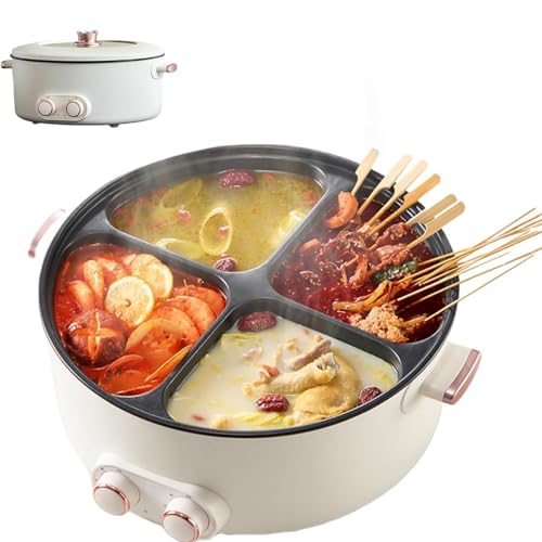 4-Compartment Electric Pot with 6L Capacity, Multi-Functional Hot Pot for Home Cooking and Parties with Adjustable Temperature Control