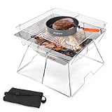 Odoland Folding Campfire Grill, Camping Fire Pit, Outdoor Wood Stove Burner, 304...
