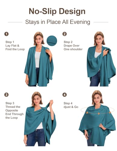 Image of PULI Womens Cross Front Poncho Shawl Wrap Elegant Wedding Formal Gift