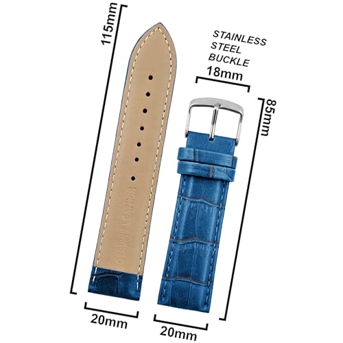 Image of DBLACK ''HIKRO'' Leather Watch Strap, Bamboo Design Full Padded Watch Belt / / For 18mm, 20mm, 22mm, 24mm, or 26mm Watch Band (Choose Your Size & Color)