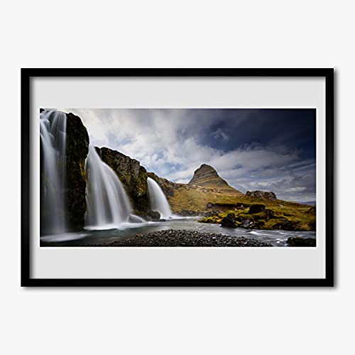 Affiche encadrée 70x50 cm Tulup cascade de montagne avec cadre en MDF