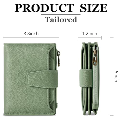 Image of Airkit Small Wallet Women RFID Blocking Soft Leather Bifold Compact Card Holder Wallet for Women with Zipper Coin Pocket 4 ID Window