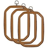 Framendino, 3 Pack Imitated Wood Embroidery Hoop Frame Cross Stitch Hoops Rectangle for Display Sewing Craft Hanging