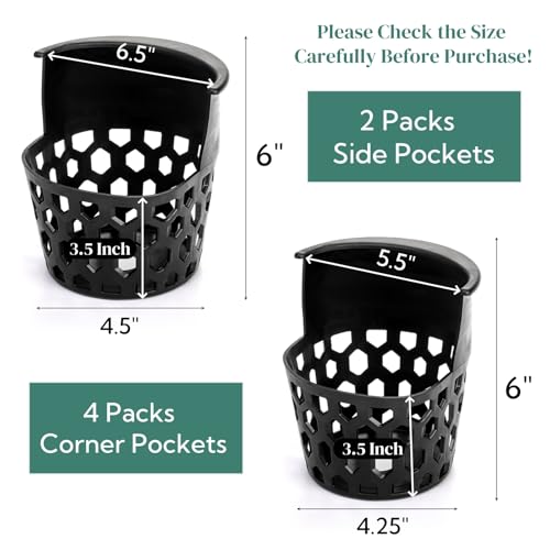 Eorbow 6 Pack Pool Table Pockets, Heavy Duty Billiard Set Including 4 Corner and 2 Side Pockets - Image 2