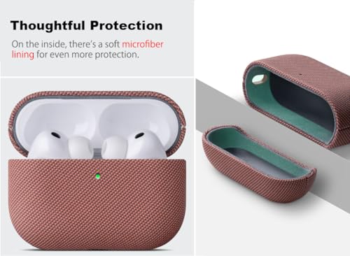 Image of Haobobro Handmade Case - for AirPods Pro 3 Case Cover - Premium Vegan Leather with Woven Fabric Texture, Wireless Charging Compatible, Drop Protective Hard Cover for AirPods Pro 3rd Generation - Brown