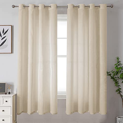 Bgment Silk Sheen Semi Sheer Curtains 63 Inch Length For Living Room, Light Filtering Elegant Privacy Sheer Curtain For Bedroom, Soft And Smooth Semi-Sheer 2 Panels, Each 52 X 63 Inch, Light Taupe #TOP24