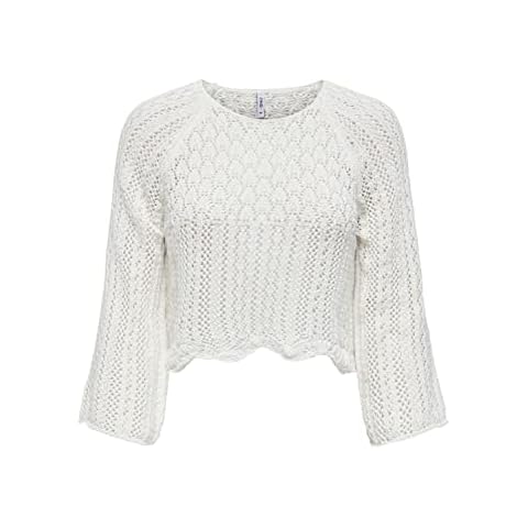 ONLY Damen Strick-Pullover OnlNola Grobstrick 3/4 Arm Crop Sweater Einfarbig Cover