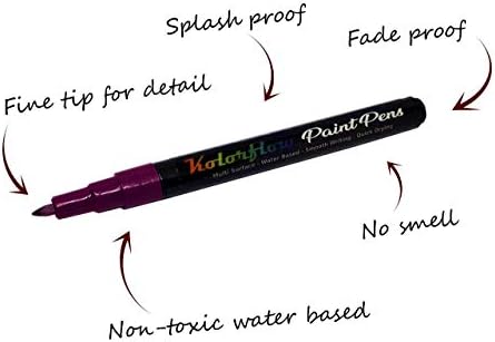 Kolorflow Acrylic Paint Pens 18 Colours (with Gold & Silver) 0.7mm Fine Tip +2 Spare NIBS - Rock Painting, Ceramic, Porcelain, Glass, Pebble, Fabric, Wood