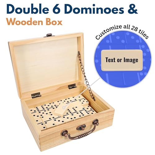 Set de Dominó Double 6 con Caja de Madera Personalizable miniatura 2