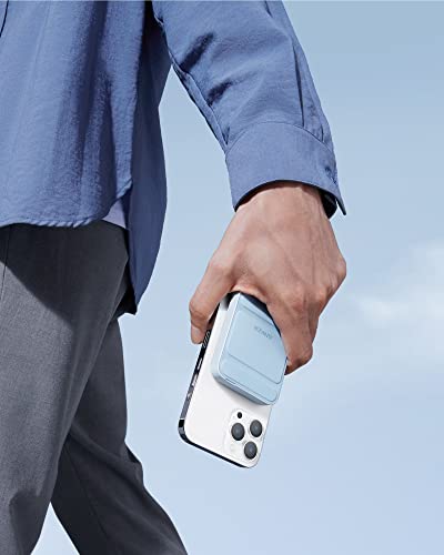 Image of Anker lithium polymer 622 Magnetic Battery (MagGo), 5000mAh Foldable Magnetic Wireless Portable Charger and USB-C for iPhone 13, 12 Series (Misty Blue)