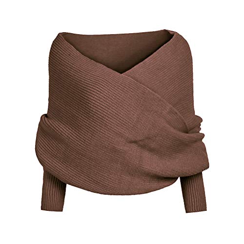 Rvtkak Damen Schal Umhang Schal Winter Mode Unisex Warm Häkeln Gestrickt Wrap Schal Umhang mit Ärmeln Multifunktionstücher, Coffee, S Cover