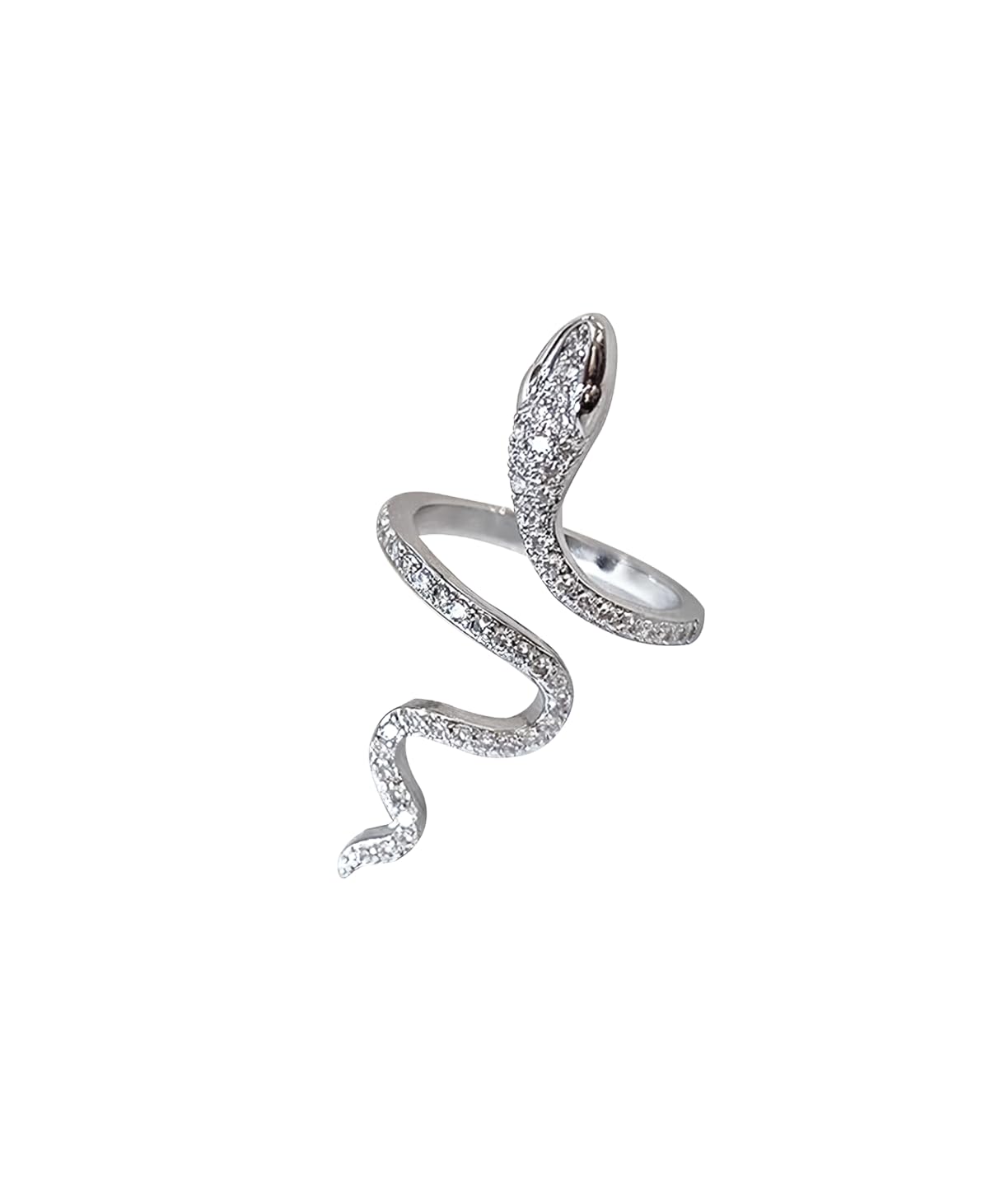 willow & stone Silver Snake Ring for Women | Dark Feminine Serpent Jewellery with Crystal Details | Minimal Statement Ring-picture-40