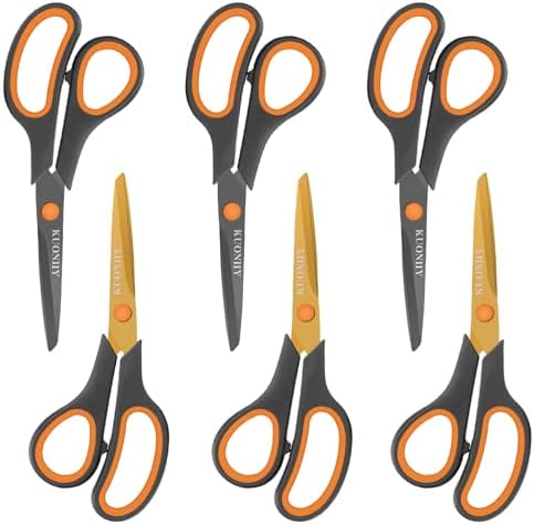 KUONIIY Scissors 8 Inch Ultra Sharp Titanium Coating Blades Soft ...