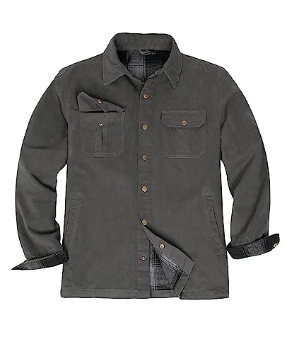Image of ZENTHACE Men's Full Flannel Lined Shirt Jacket, Heavy Washed Rugged Cotton