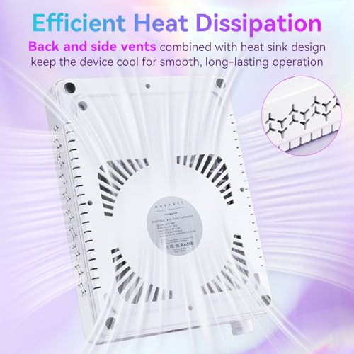Makartt Nail Dust Collector - Rechargeable Ultra Thin Portable Dust Collector DUSTINA with Digital Display Silicone Wrist Rest and Reusable Filter for Nail Tech Acrylic Gel Polishing