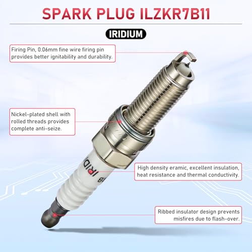 Image of Iridium Spark Plug ILZKR7B11 6 Pack for Honda Accord | Fits Honda Accord /Crosstour /Odyssey /Pilot /Ridgeline; Fits Acura MDX /RDX /TL /TSX; Fits Chrysler Pacifica; Fits Dodge Durango
