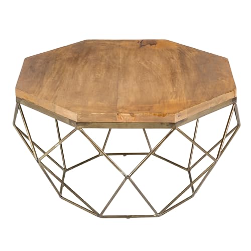 Riess Ambiente Eleganter Couchtisch Diamond 70cm Natur Messing Mangoholz Wohnzimmertisch Tisch