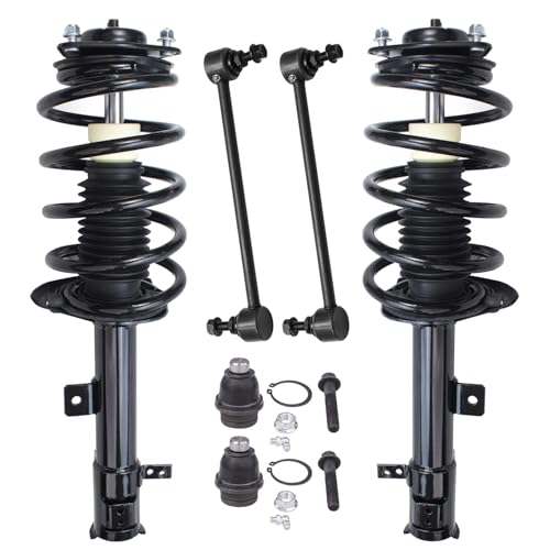 Image of Detroit Axle - Front Struts Suspension Kit for 2007-2012 Dodge Caliber, 2 Struts with Coil Spring Assembly 2 Stabilizer Sway Bar Links 2 Lower Ball Joints 2008 2009 2010 2011 Replacement