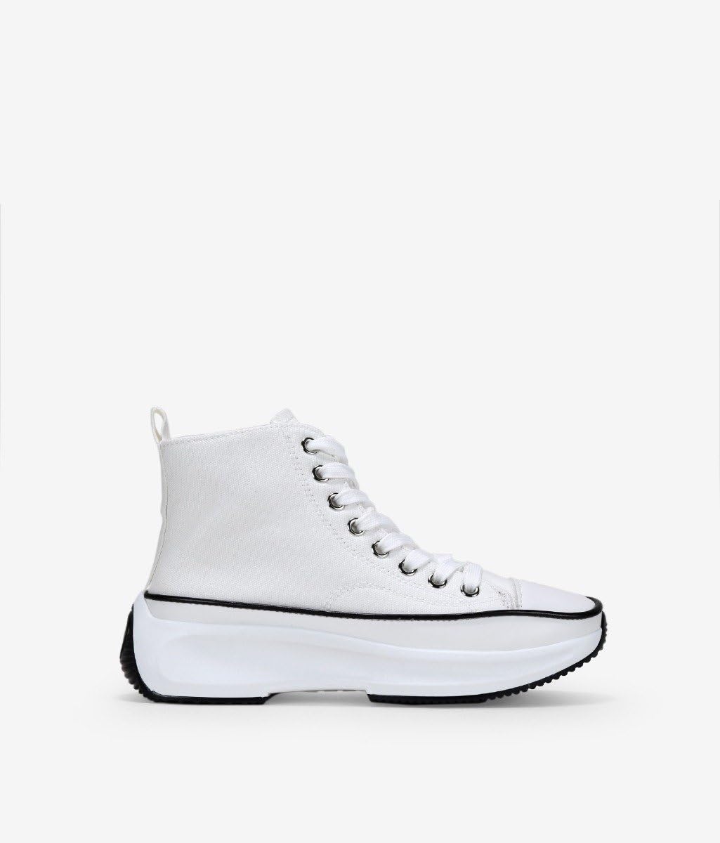 BOSANOVA Sneakers Total Look Bianco con suola in piattaforma liscia da 5 cm. Chiusura con lacci., bianco, 36 EU
