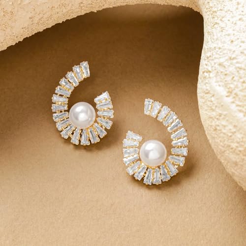 Image of Rubans Stud Earrings American Diamond Zirconia Stylish Jewellery Gift for Women & Girls