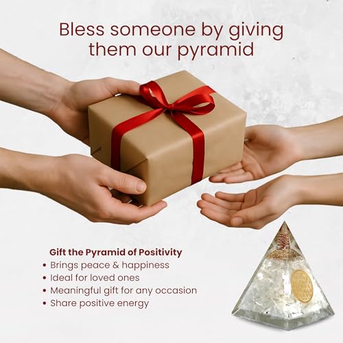 Image of Orgone Selenite Pyramid with Flower of Life - Handmade Orgonite Energy Generator for Meditation, Reiki Healing & Positive Energy