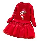Quenny New Girls' Cotton Sweater Dress,Children's Whole Body Velvet Padded Dress. (Pink, Large(5-6Y))