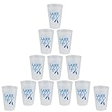 Funky Junque Lake Cups with Sayings, Set of 12 Frost Flex Cups, 14 Oz Navy Plastic Party Cups - Lake Life (Navy)